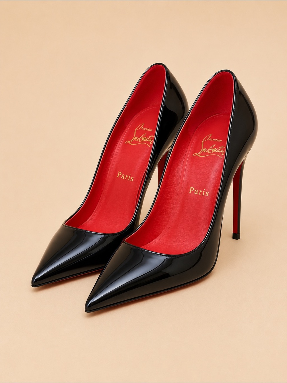 Christian Louboutin Women's Black Patent Leather Pointed-Toe Pumps